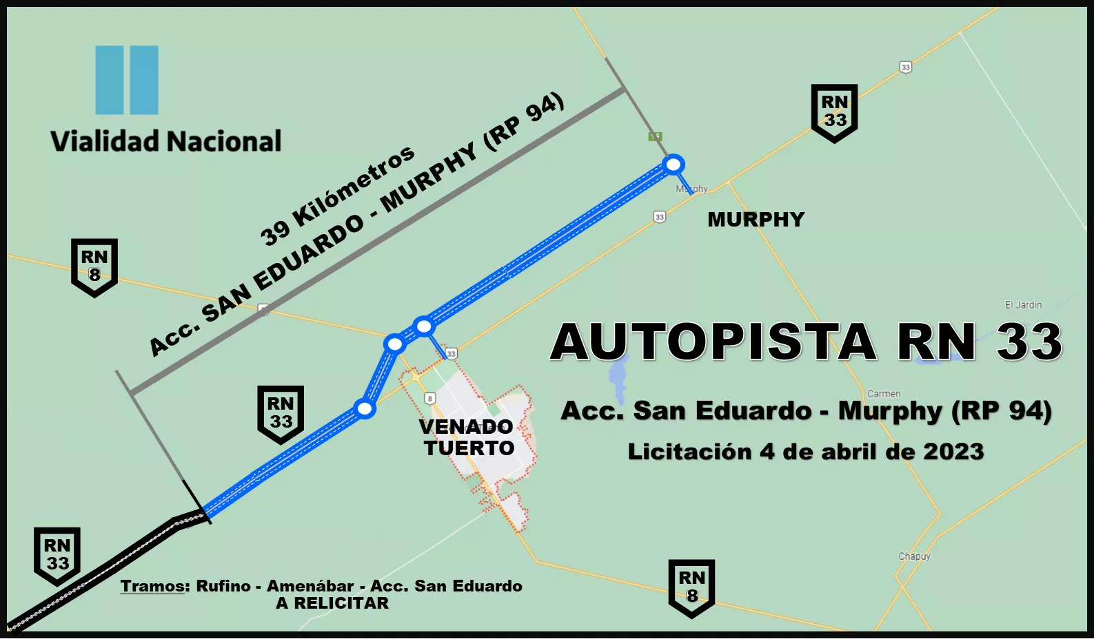 Vialidad Nacional licita la autopista de la ruta nacional 33
